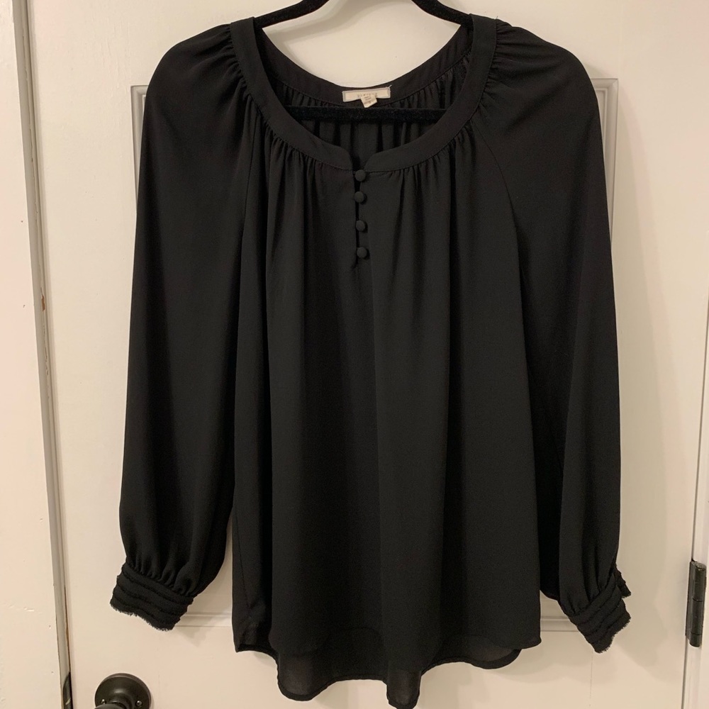 Black Peasant Style Blouse Size S